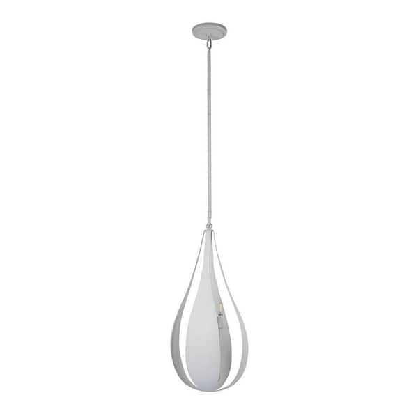 Savoy House Bali 12 in. W x 30.87 in. H 5-Light White Cashmere Mid-Century Modern Raindrop Pendant Light with Metal Shade