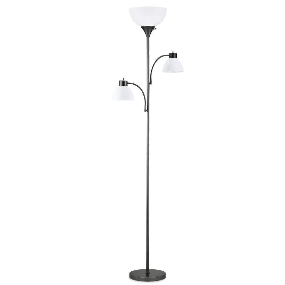 71 in. Black Torchiere Floor Lamp, 3-Light Standing Lamp for Living Room with Acrylic Dome Shade and Reading Lights price history on PriceWatchPro