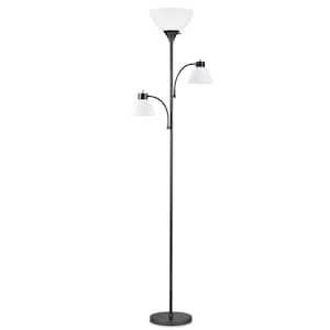 71 in. Black Torchiere Floor Lamp, 3-Light Standing Lamp for Living Room with Acrylic Dome Shade and Reading Lights