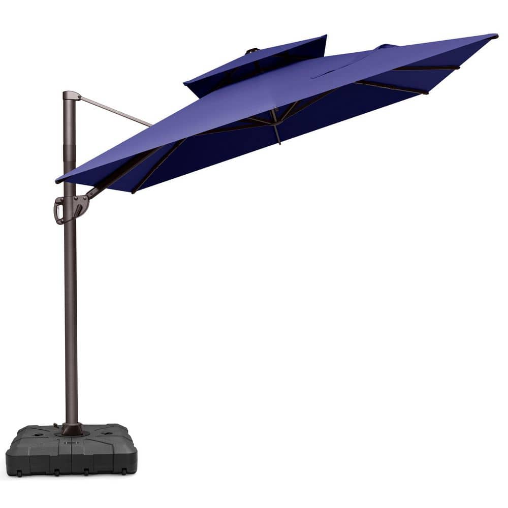 11x 9 ft. Outdoor Cantilever Umbrella and 8-Wheel 260 lbs Base Double Top Aluminum Patio Umbrella for Lawn in Navy Blue price history on PriceWatchPro