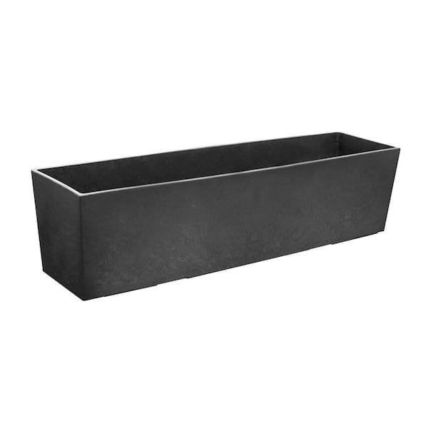 Fiorella Medium Black Rubber Self-Watering Table Trough Planter with Drainage Holes (6.2 in. L x 24 in. W x 6 in. H)