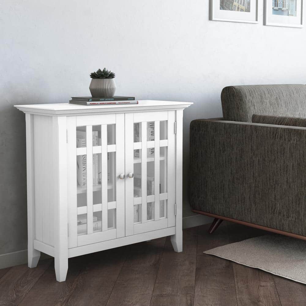 Bedford 32" White Solid Wood Transitional Media Cabinet
