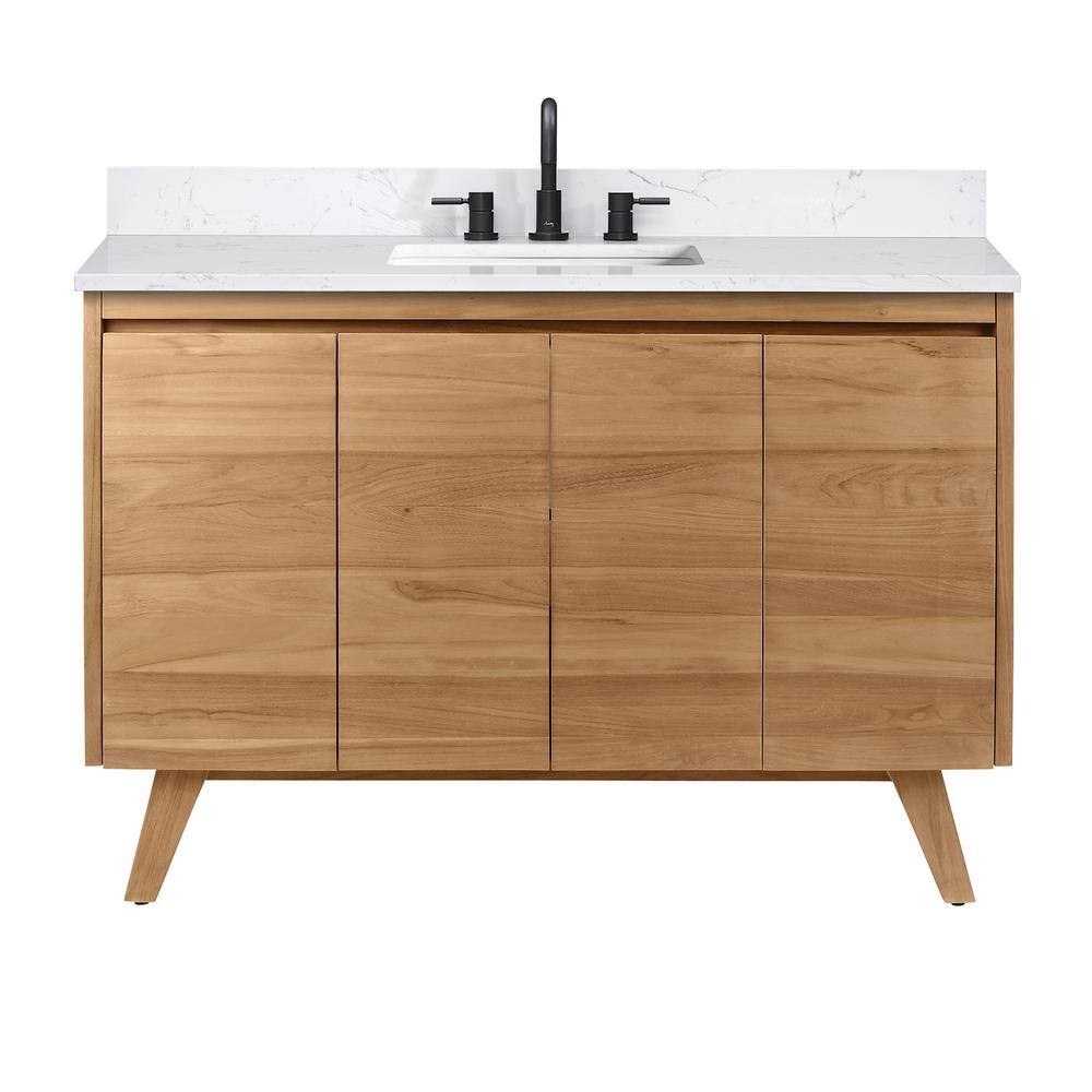 Coventry 49" Natural Teak Bath Vanity with White Stone Top