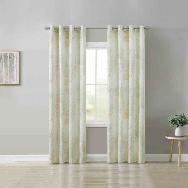 Handmade 3-Piece Floral Shaded Grommet Curtains Set – Maroon, 5/7/9 Feet – For Door Or Window
