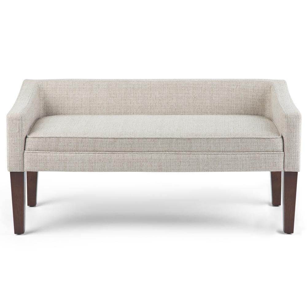 Platinum Upholstered Bench with Low Back and Swooped Arms