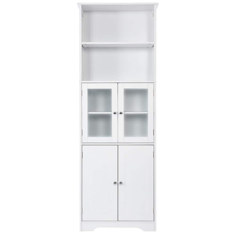 22.6 in. W x 11.2 in. D x 64 in. H White Linen Cabinet Bathroom Storage Cab