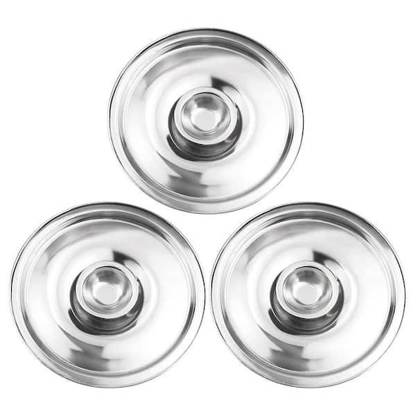 Universal Stainless Steel 3-Piece Silver Pan Lid Food Grade Dishwasher Safe with Handle for Bowls Sauce Pans Set