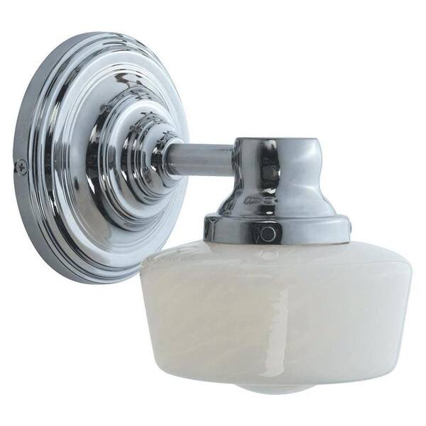 World Imports 1-Light Chrome Bath Sconce with White Glass