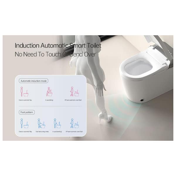 Unbranded - H2O Smart Tankless Elongated Bidet Toilet 1.0/1.28 GPF Dual Flush in White with Remote Control, and Heated Seat