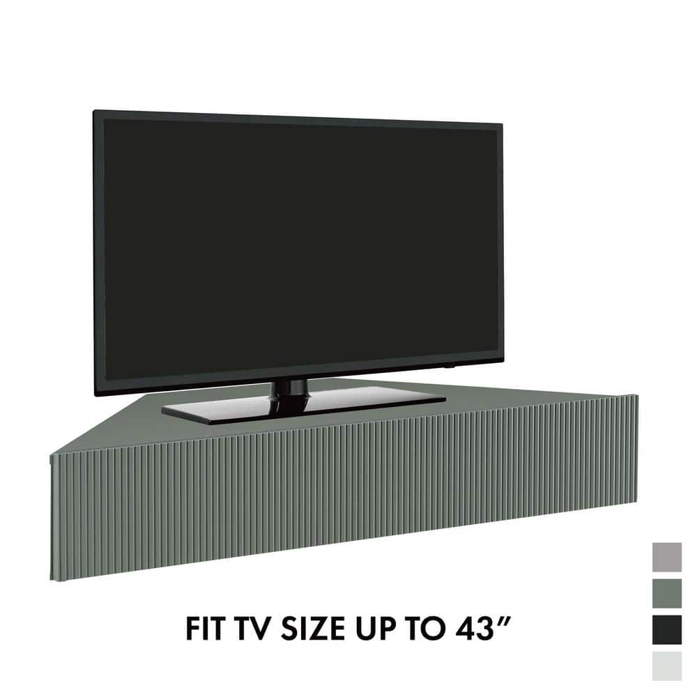 Emmeline Sage Green Composite Wood Corner Floating TV Stand