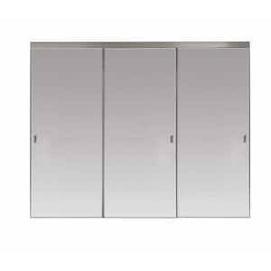 108 in. x 96 in. Polished Edge Backed Mirror Aluminum Frame Interior Closet Sliding Door with Chrome Trim