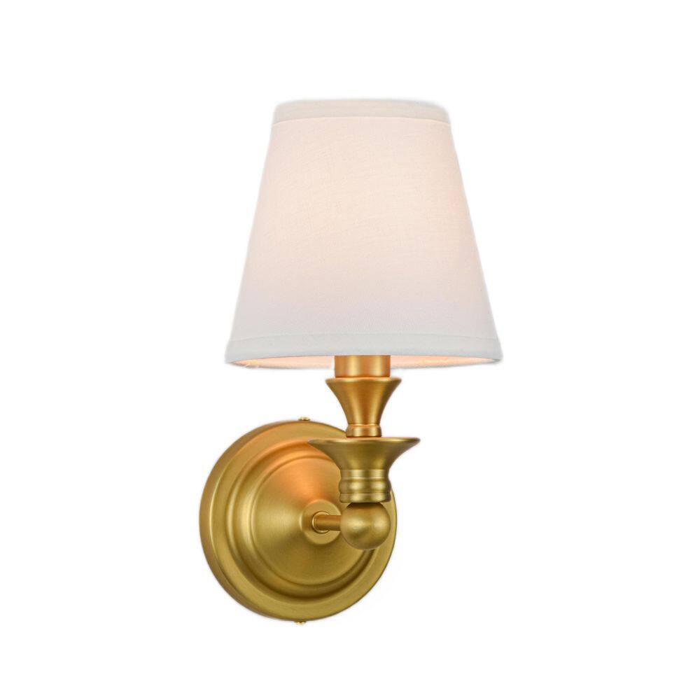 Kandras 6.3 in. 1-Light Farmhouse Brushed Gold Wall Sconce Fabric Drum Rustic Wall Light price history on PriceWatchPro