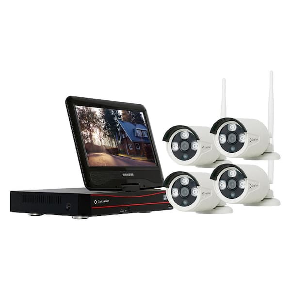 Crystal Vision 4-Channel Wireless 1080p Full HD 2MP 2TB Hard Drive Surveillance System with 10 in. Monitor Weatherproof IR Cameras