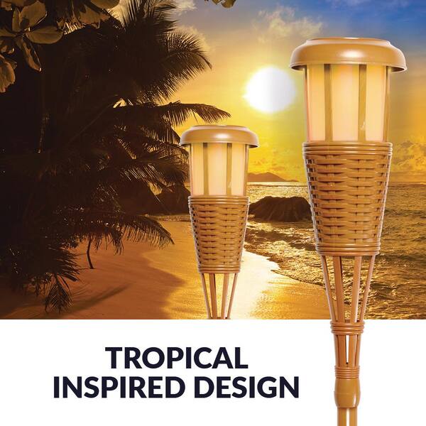 Solar LED Tiki Torch Lights – Flickering Flame Effect, Waterproof, For Garden & Patio