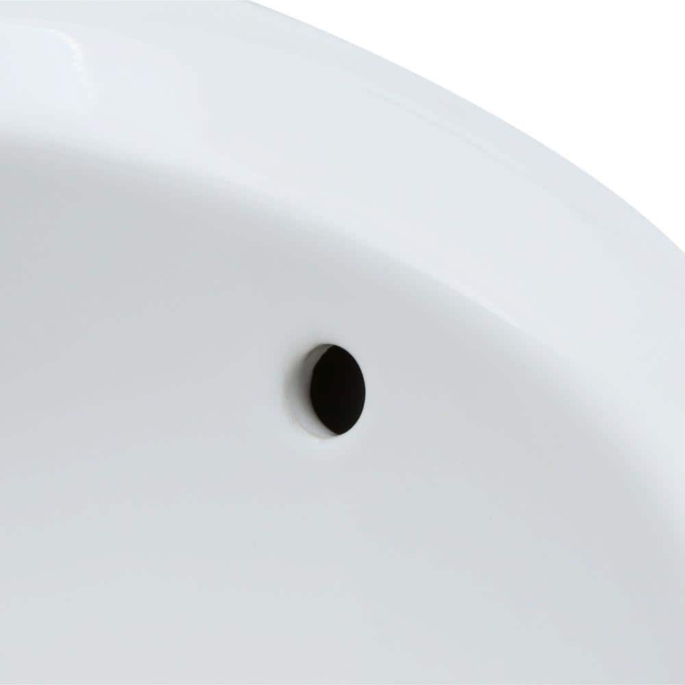 White Vitreous China Wall-Mount Bathroom Sink with Overflow