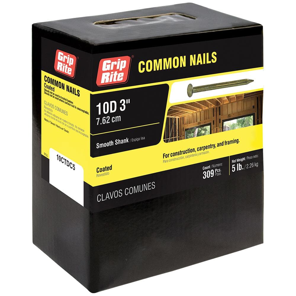 GripRite 9 x 3 in. 10Penny VinylCoated Steel Common Nails (5 lb