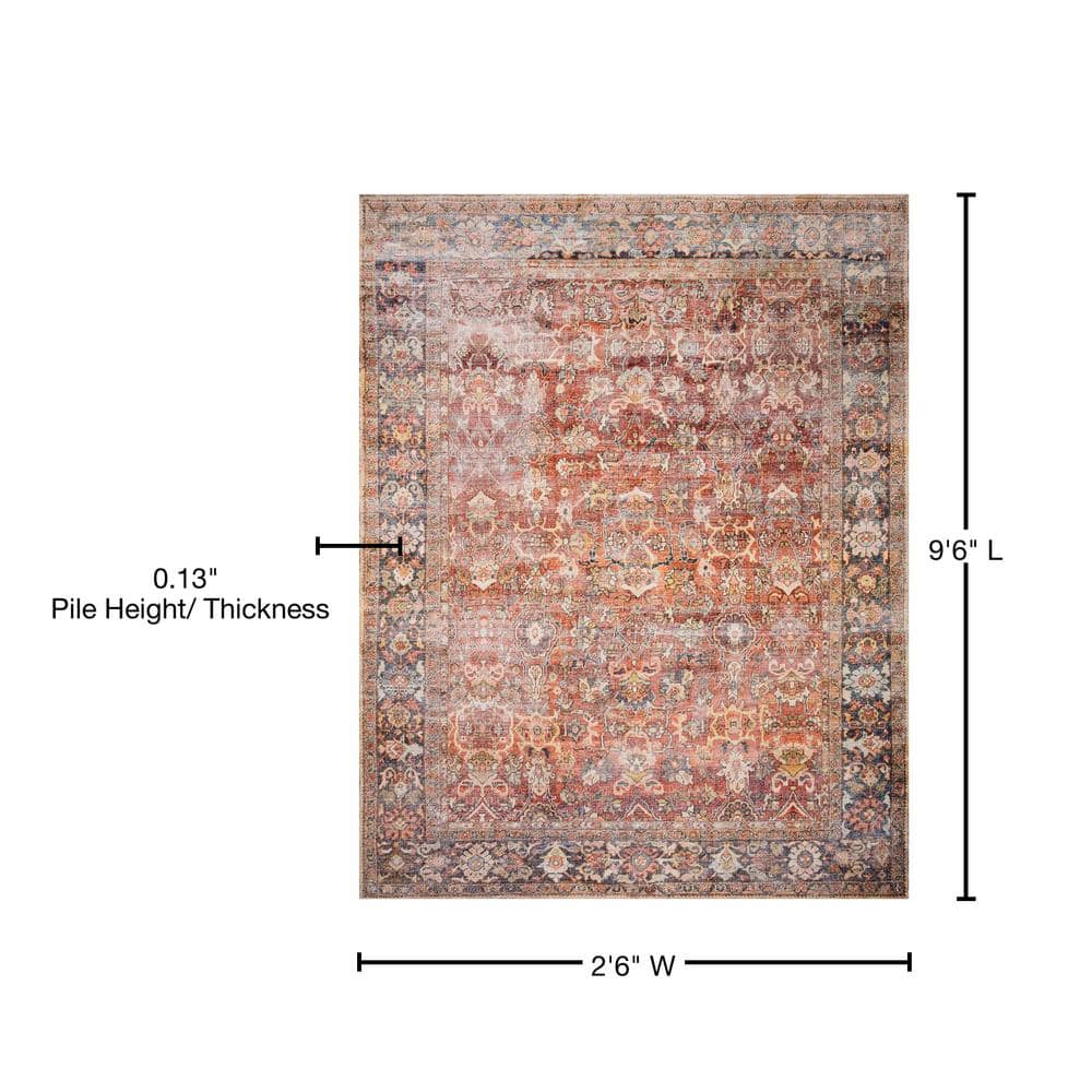 Layla Red and Marine Distressed Bohemian Runner Rug