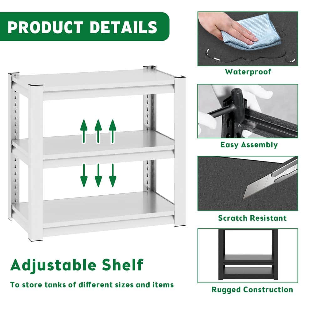 White Adjustable 3-Tier Metal Aquarium Stand with Shelves
