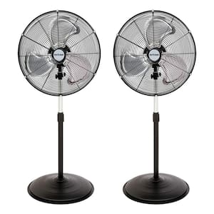 Pro Series 20 in. 3 Fan Speeds Stand Fan in Black with Oscillating Head (2-Pack)