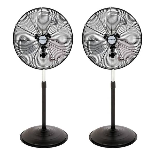 Pro Series 20 in. 3 Fan Speeds Stand Fan in Black with Oscillating Head (2-Pack)