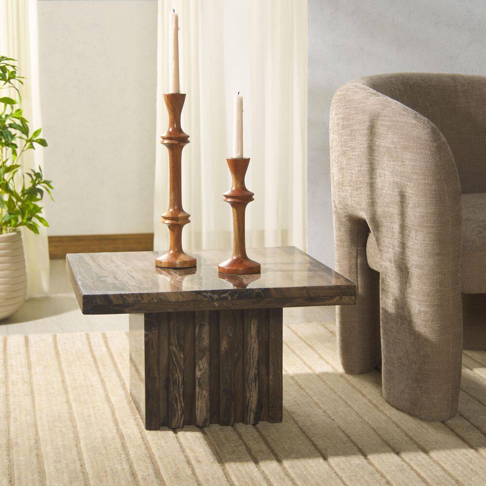 Olivia 21 in. Sqaure Marble End Table