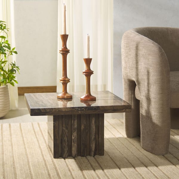 Olivia 21 in. Sqaure Marble End Table