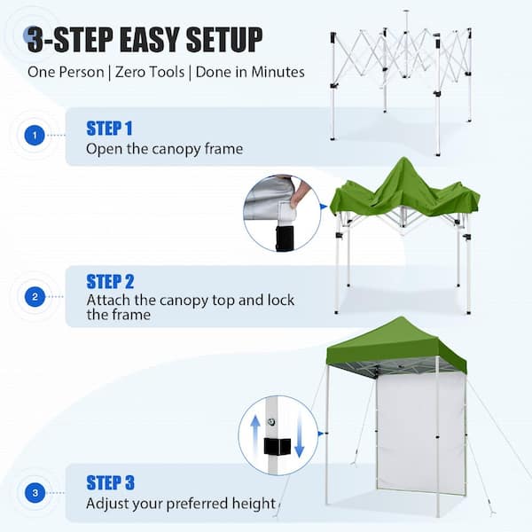 EAGLE PEAK 5 ft. x 5 ft. Green Pop-Up Canopy with 1-Removable