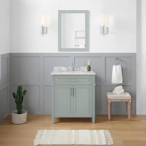 Home Decorators Collection Rockleigh 24.00 in. W x 32.00 in. H Framed  Rectangular Bathroom Vanity Mirror in Pebble Grey Rockleigh SMR-P - The  Home Depot