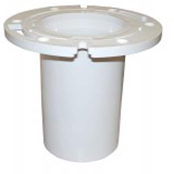 JONES STEPHENS 7 in. O.D. Plumbfit PVC Closet (Toilet) Flange with Adj. Plastic Ring & 6 in. Shank for 3 in. or 4 in. Sch. 40 DWV Pipe
