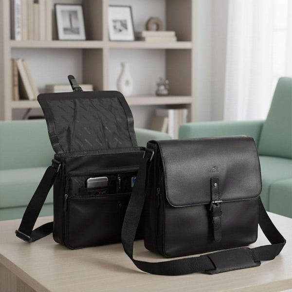 Mancini Buffalo Messenger Bag for 12" Laptop / Tablet Black