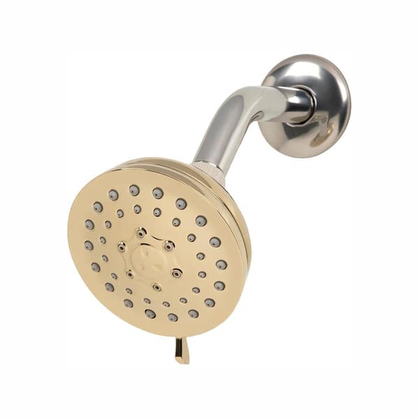 Glacier Bay 3-Spray 3.8 in. Single Wall Mount Fixed Adjustable Shower Head in Polished Brass