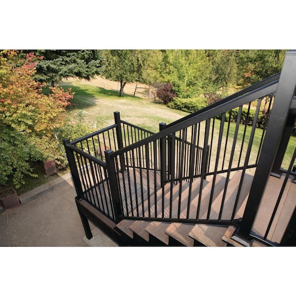 FORTRESS Al13 Home Rail 6.1 in. H x 6.1 in. W Matte White Aluminum Corner Post with Base Cover and Brackets Stair Railing Kit