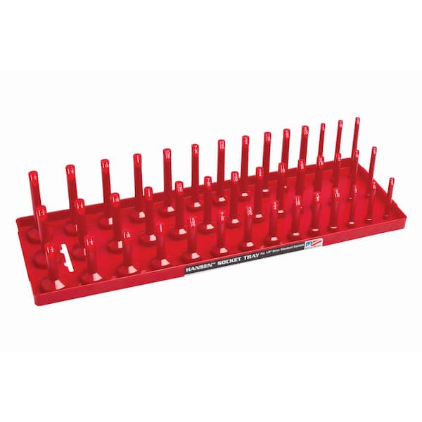 Hansen Standard Regular Semi-Deep Deep Socket Holder in Red 1/2 in. Drive