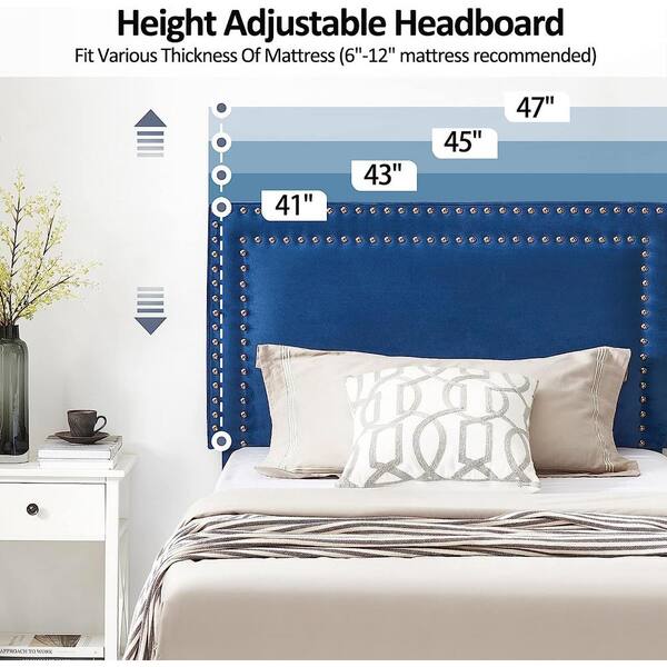 VECELO Upholstered Bed with Adjustable Headboard, No Box