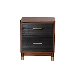 Belham 2-Drawer Dark Walnut Brown Wood Nightstand 25 in. H x 21 in. W x 15 in. D