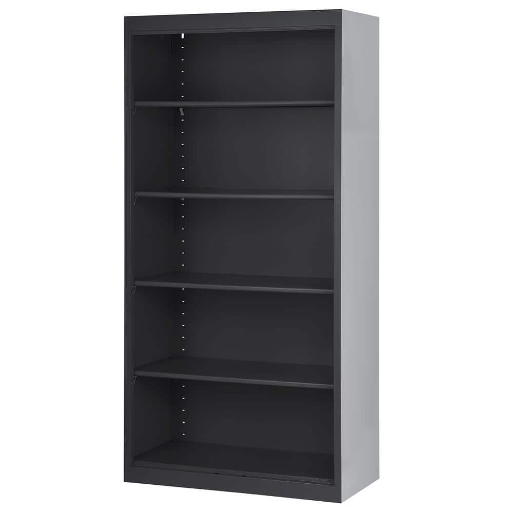 Black Adjustable Steel 72" Bookcase with Shelves