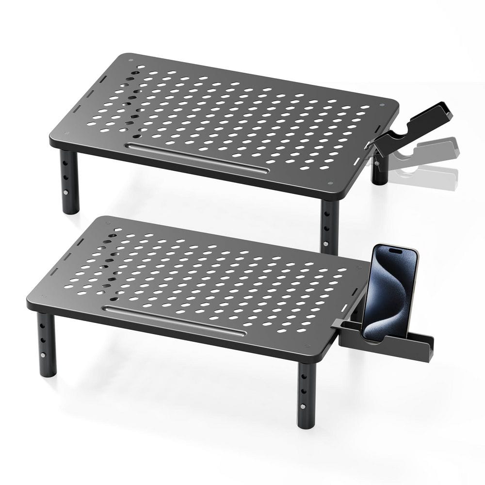 14.6 in. Black Metal Freestanding Computer Monitor Stand Riser with 3 Adjustable Heights for Desktop, (2-Pack) price history on PriceWatchPro
