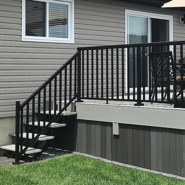 4 ft. Aluminum Deck Railing Wide Picket and Spacer Kit in Matte Black for 36 in. high system