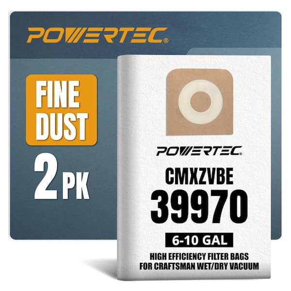 Dust Collection Bags for Craftsman 39970 Shop Vacs Filter Replacement, for 6-10 Gal. CMXEVBE 17155/17584/18590 (2PK)