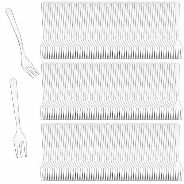 500 Clear Plastic Mini Dessert Forks 3.7 Inch Disposable Tiny Appetizer Forks for Party Serving and Fruit Cakes