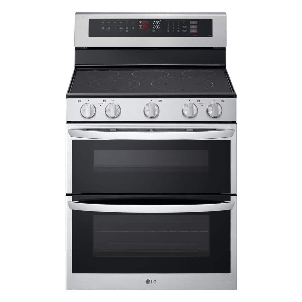 LG 30 in. 7.3 cu. ft. 5 Element Smart Electric Double Oven Freestanding Range in Stainless Steel with ProBake Convection