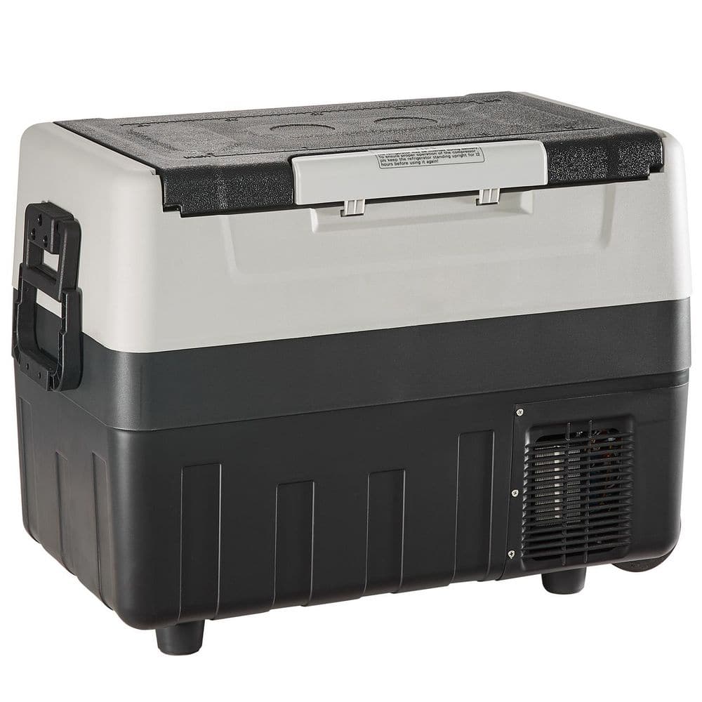 Refrigerator Capacity 4.34 cu. ft. Car Refrigerator Outdoor Refrigerator with Wheels in Black, Dual Zone