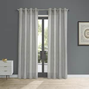 Corsica Grey Polyester Jacquard 52 in. W x 95 in. L Grommet Indoor Light Filtering Curtain (Single Panel)