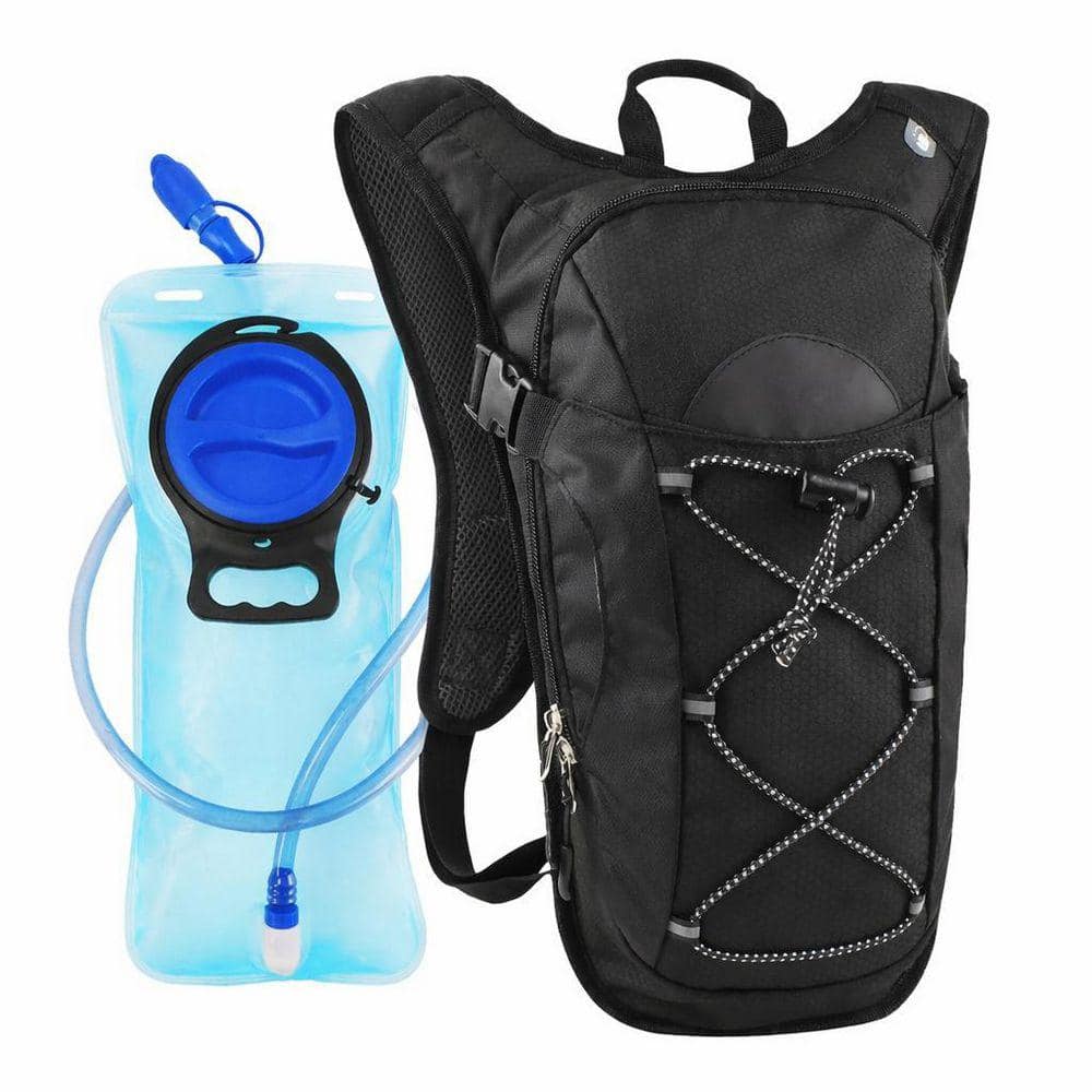 LAIFUCAM Black Hydration Backpack with 2L Water Bladder Lightweight Waterproof Anti-Scratch Pack for Hiking Cycling Running
