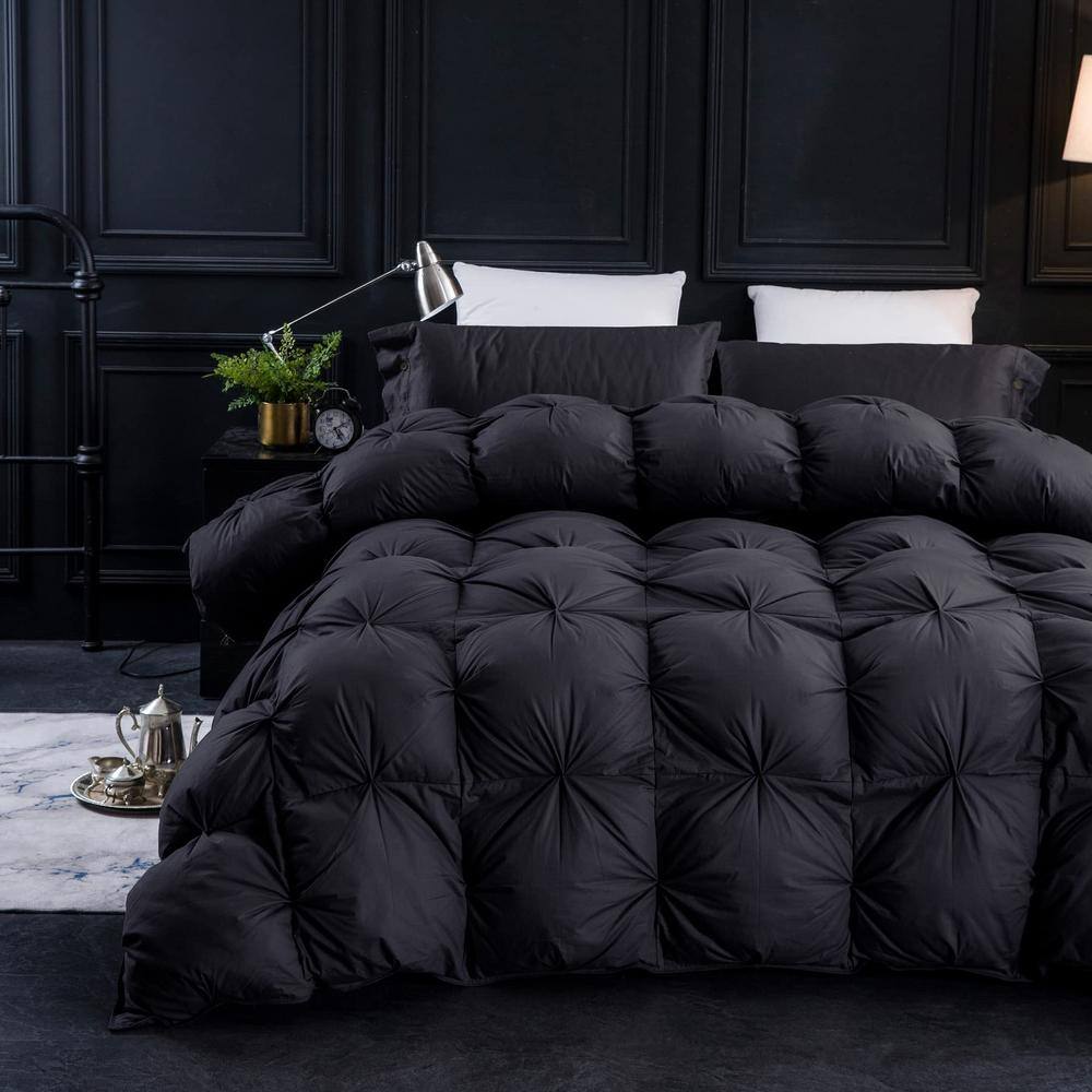 Luxurious Black/Gray Queen Goose Down Cotton Comforter