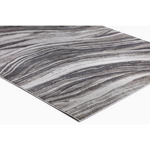 Jefferson Collection Marble Stripes Gray 7 ft. x 9 ft. Area Rug