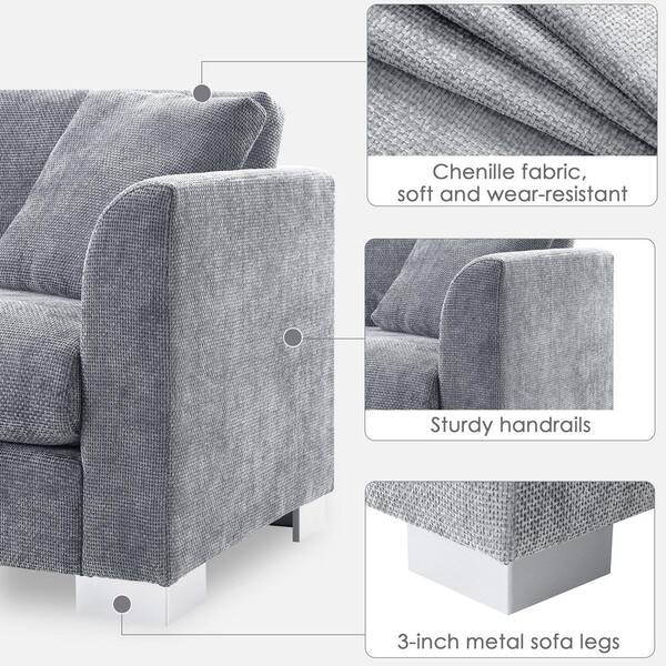 Sally 静床20SW Noble House Sally Modern 96 in. Chenille Cloud L Shaped