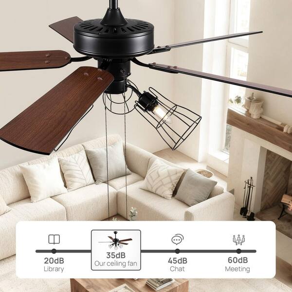 WDETR 52 in. Indoor Black Downrod Mount Traditional Pull-Chain