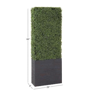 66 in. H Tall Boxwood Hedge Topiary with Realistic Leaves and Black Cement Planter Box