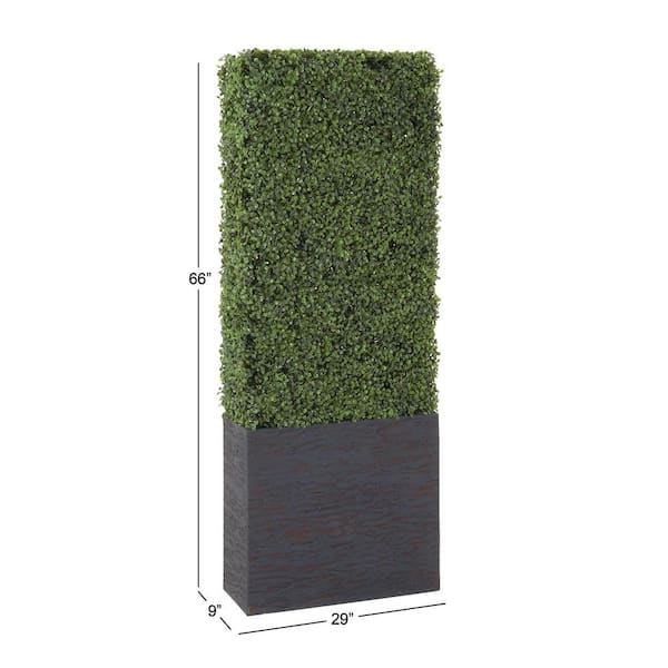 66 in. H Tall Boxwood Hedge Topiary with Realistic Leaves and Black Cement Planter Box